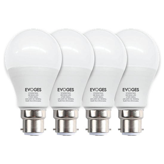 Picture of Star 9W LED A60 Non-Dimmable B22 (Pack of 4) - Very Warm White